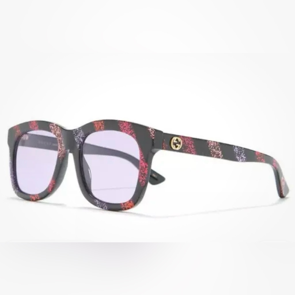 Gucci Accessories | Authentic New Gucci Gg0326s 004 Glitter Frame Purple Lens Sunglasses 52-21-145 | Color: Brown/Purple | Size: Os