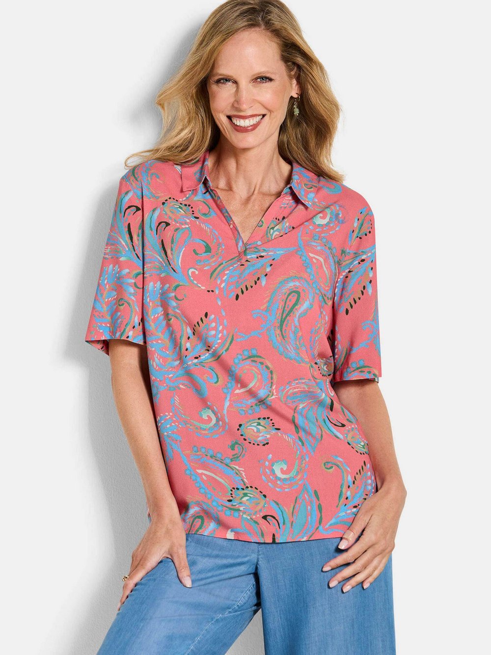 Goldner Schlupfblusen Damen koralle, 22 Image