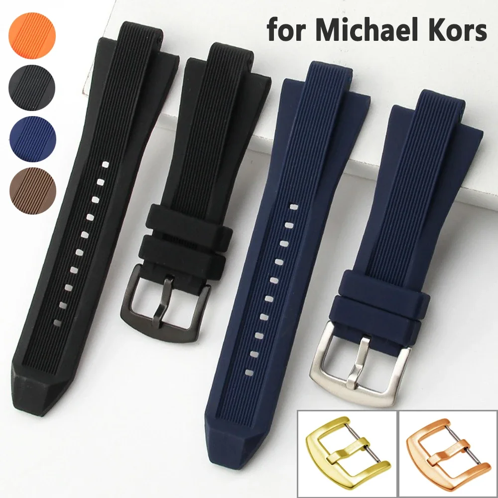 Soft Silicone Watch Strap 29mmx13mm for Michael Kors MK8184 MK8729 MK9020 Watchband Sport Waterproof Men Women Replace Wristband