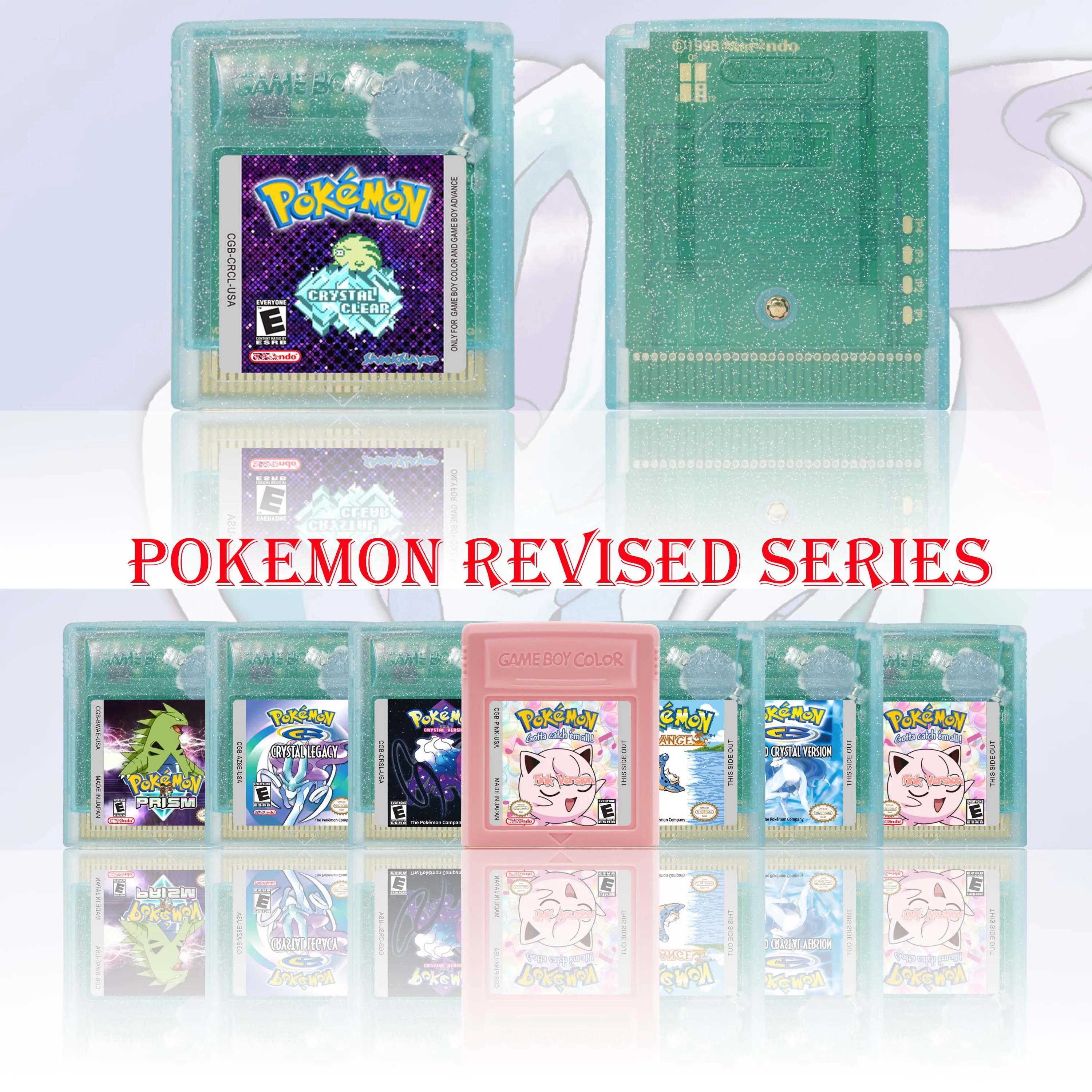 Pokemon Crystal Clear/Orange/Prism/Polished Series GBC Game Cartridge 16 Bit Video Game Console Card High Quality GBC Video Game