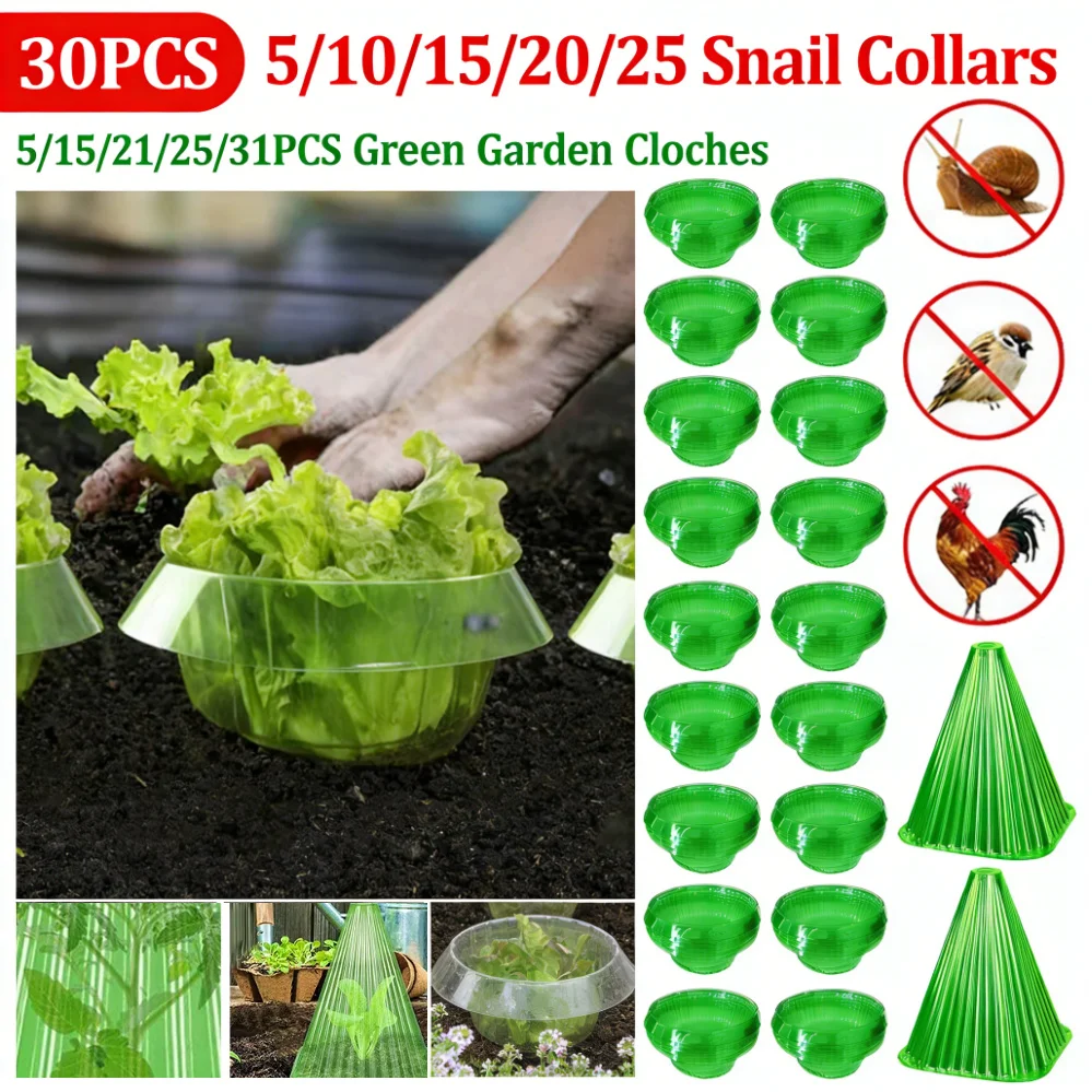 Pflanzenschutzringe gegen Schnecken, Gemüseabdeckung, Pflanzenschneckenkragen, grüner Pflanzkragen, Blumentopf-Schädlingsbekämpfung, Schneckenfalle, Gartengerät Image