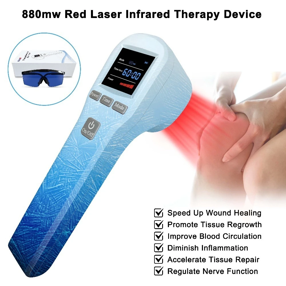 Dawfek Tragbares Handgerät 880mW Roter Laser Infrarot Physikalische Therapie Kaltlaser-Gerät LLLT für Schmerzen Wundheilung Entzündungen Image