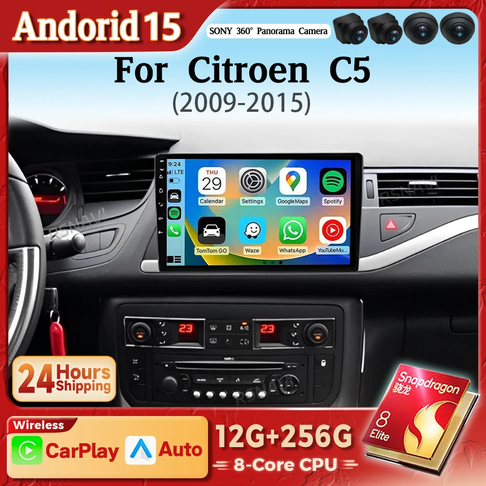 Android 15 Carplay Für Citroen C5 2008 2009 2010 - 2017 Auto Radio Multimedia Autoradio Navigation 2K QLED Bildschirm stereo Qualcomm Image