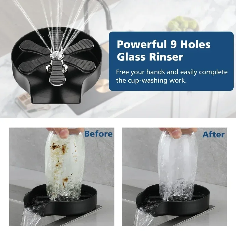 Küche Waschbecken Glas Tasse Waschen Automatische Edelstahl Druck Spray Waschmaschine Tasse Werkzeug Reinigung Wasserhahn Bar Rinser Kaffee Krug Image