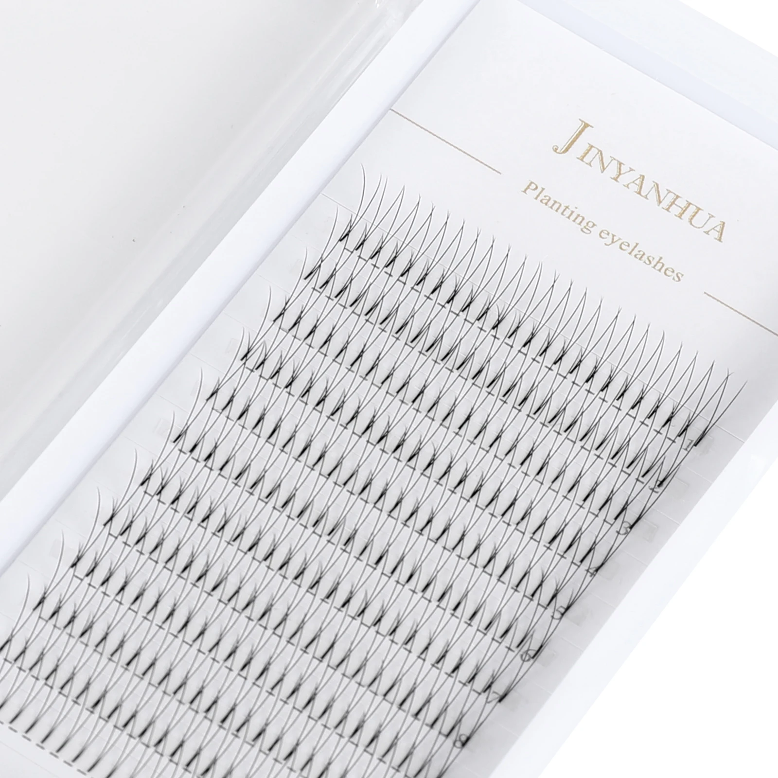 Vorgefertigte Fächer Wimpernverlängerungen 2D-Volumenfächer Kurzer Stiel 3D 4D 5D Handgefertigte Volumen-Wimpernverlängerungen 8-14 mm 0,10 mm J B C D Curl Image