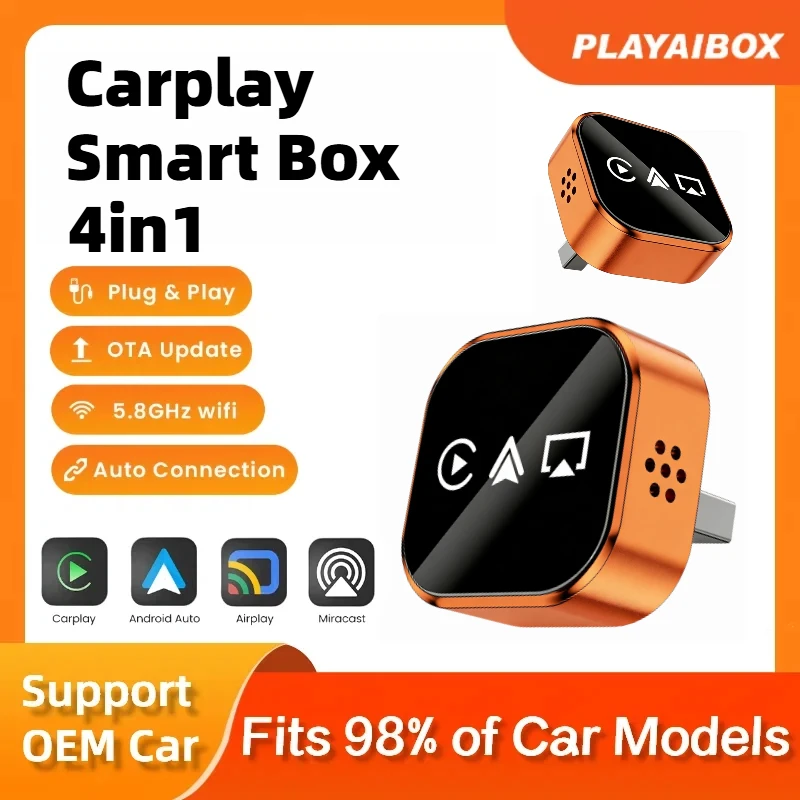 4-in-1 Kabelloses CarPlay Smart Box Kabelloser Android Auto Adapter AirPlay Mirror Link Bluetooth Plug&Play Passend für 98% aller Automodelle Image