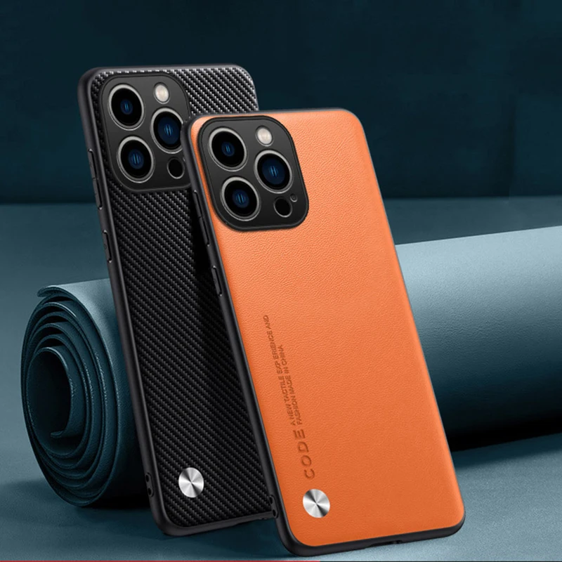 Eucagr Luxus ultra dünne Leder Handy hülle für iPhone 16 15 14 13 12 11 Pro max xr xs max schlichte Haut stoß feste weiche Rückseite Image