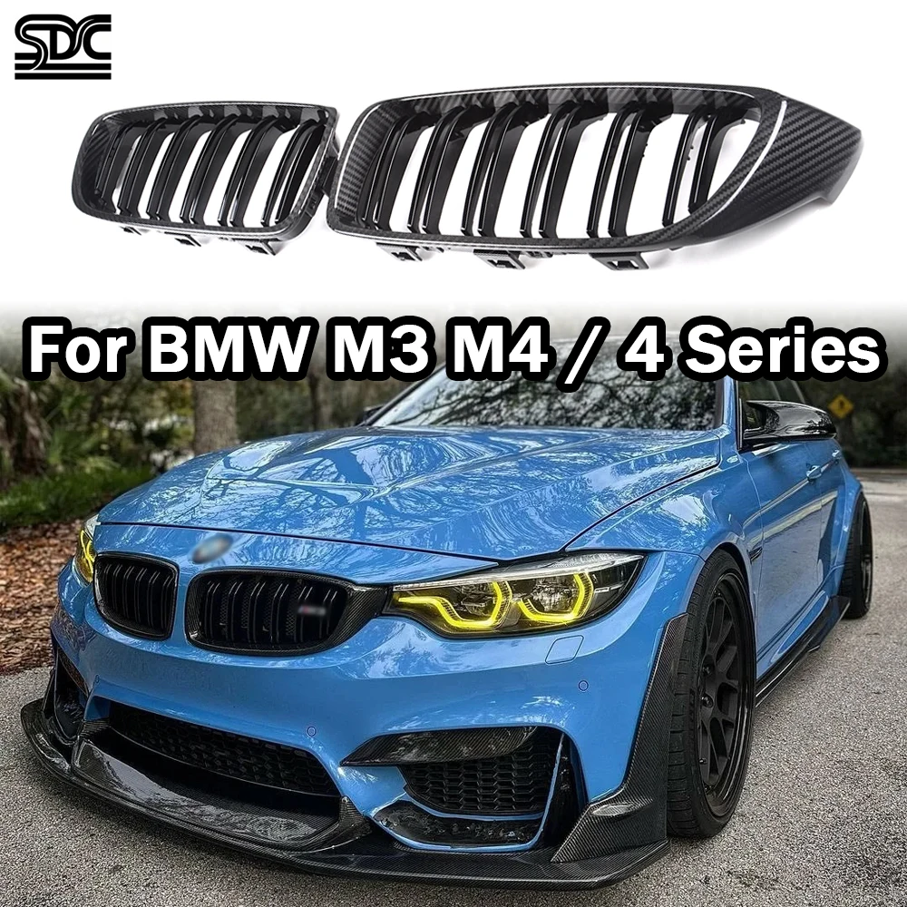 M3 M4 Real Carbon Front Grills Für BMW M3 F80 M4 F82 F32 430i 425i Prepreg Dry Carbon Fiber Front Nieren Grill Stoßstange Racing Image