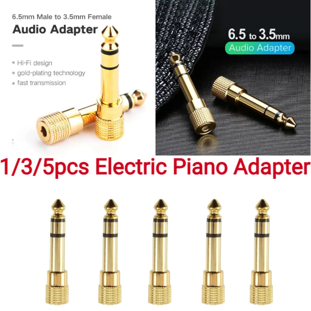 Liulz Jack 6,5 6,35mm Stecker auf 3,5mm Buchse Adapter Vergoldet Kopfhörer Mikrofon AUX Audio Stecker 1/3/5 Stück Adapter 2026 Image