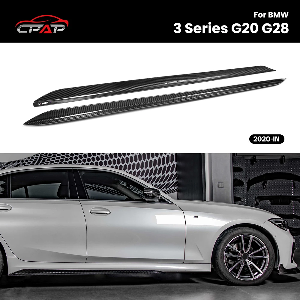 Real Dry Carbon Fiber Seitenschweller Body Kits Autozubehör für BMW 3er G20 G28 2020-IN MP Style 2 Teile/satz Image