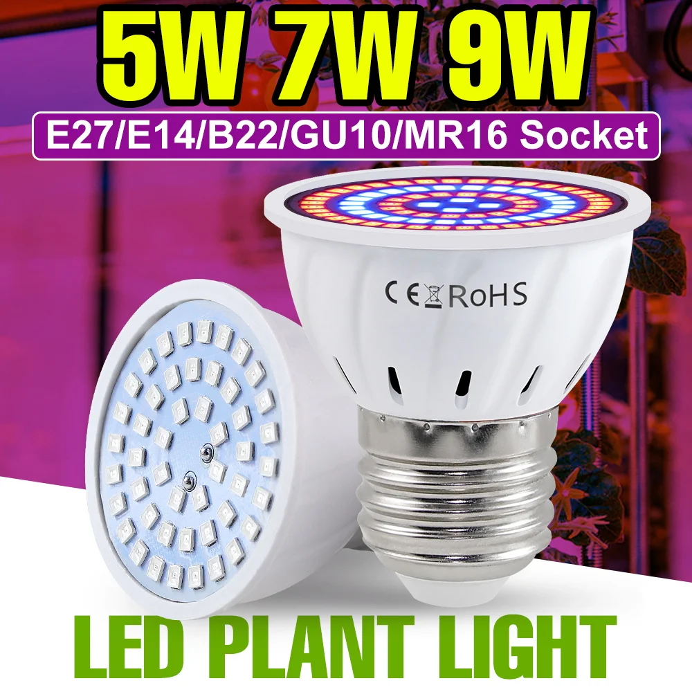 9W Vollspektrum LED-Pflanzenlampe für den Innenbereich, E27/E26, für Gewächshaus, Zelt, Gemüse, Obst, Sämlinge, Kultivierungsbeleuchtung