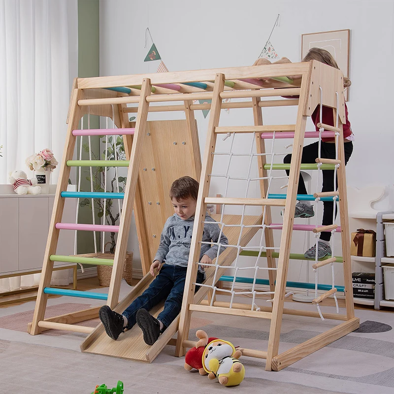 Magnolia Indoor-Spielplatz 7-in-1 Dschungel-Spielset für Kinder 2-6 Jahre - Rutsche Kletterwand Seilwand Klettergerüst Affenstangen Image