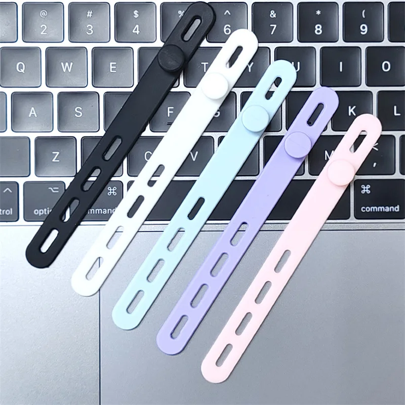 10 Stück Silikon-Kabelbinder in verschiedenen Farben, wiederverwendbar, robust, zur Organisation von Kabeln und zur Befestigung von Kabeln und Drähten Image