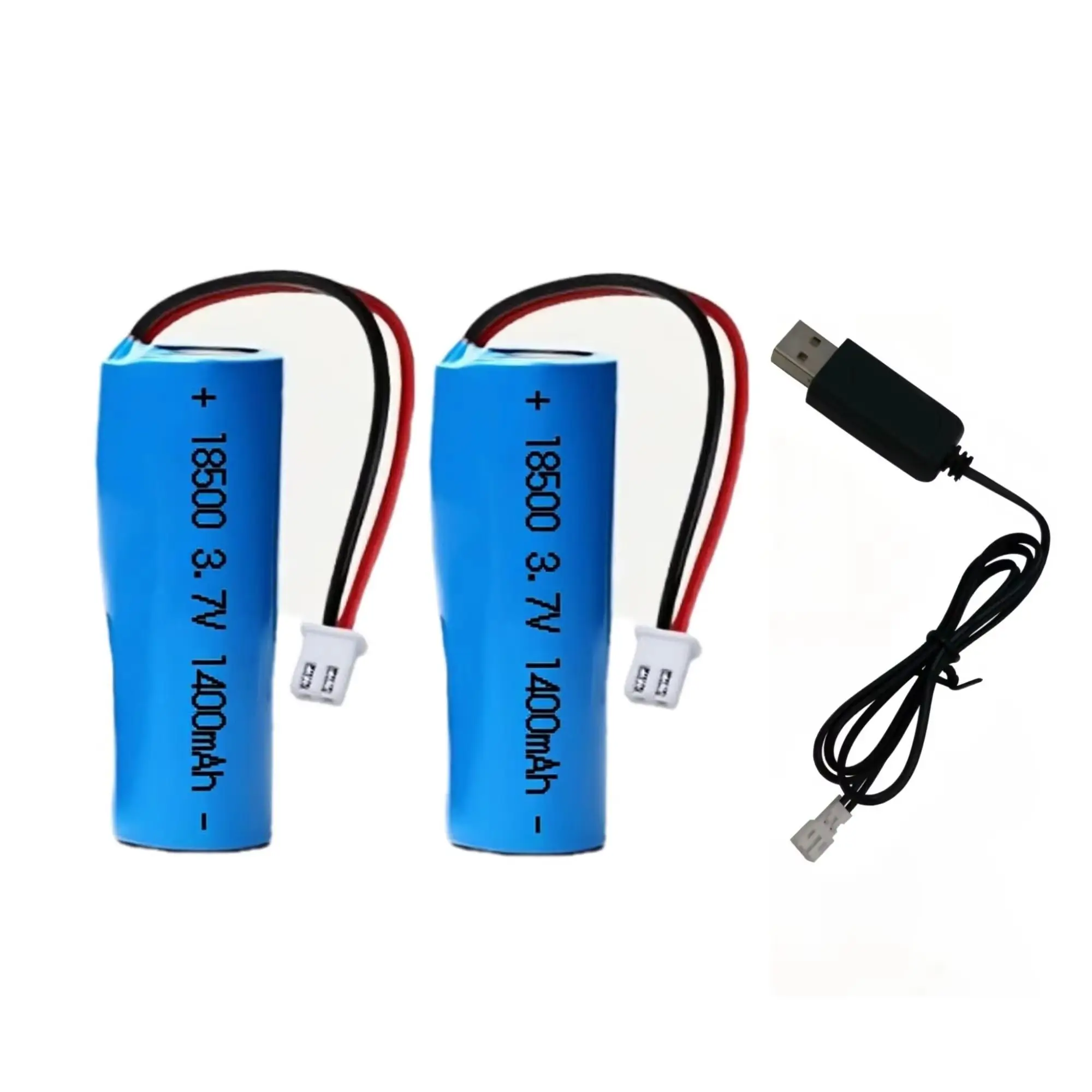 2 Stück 18500 3,7 V 1400 mAh wiederaufladbare Lithium-Batterie mit Anschlussdrähten für Taschenlampe, Fernbedienung, Auto, kabellose Tastatur Image