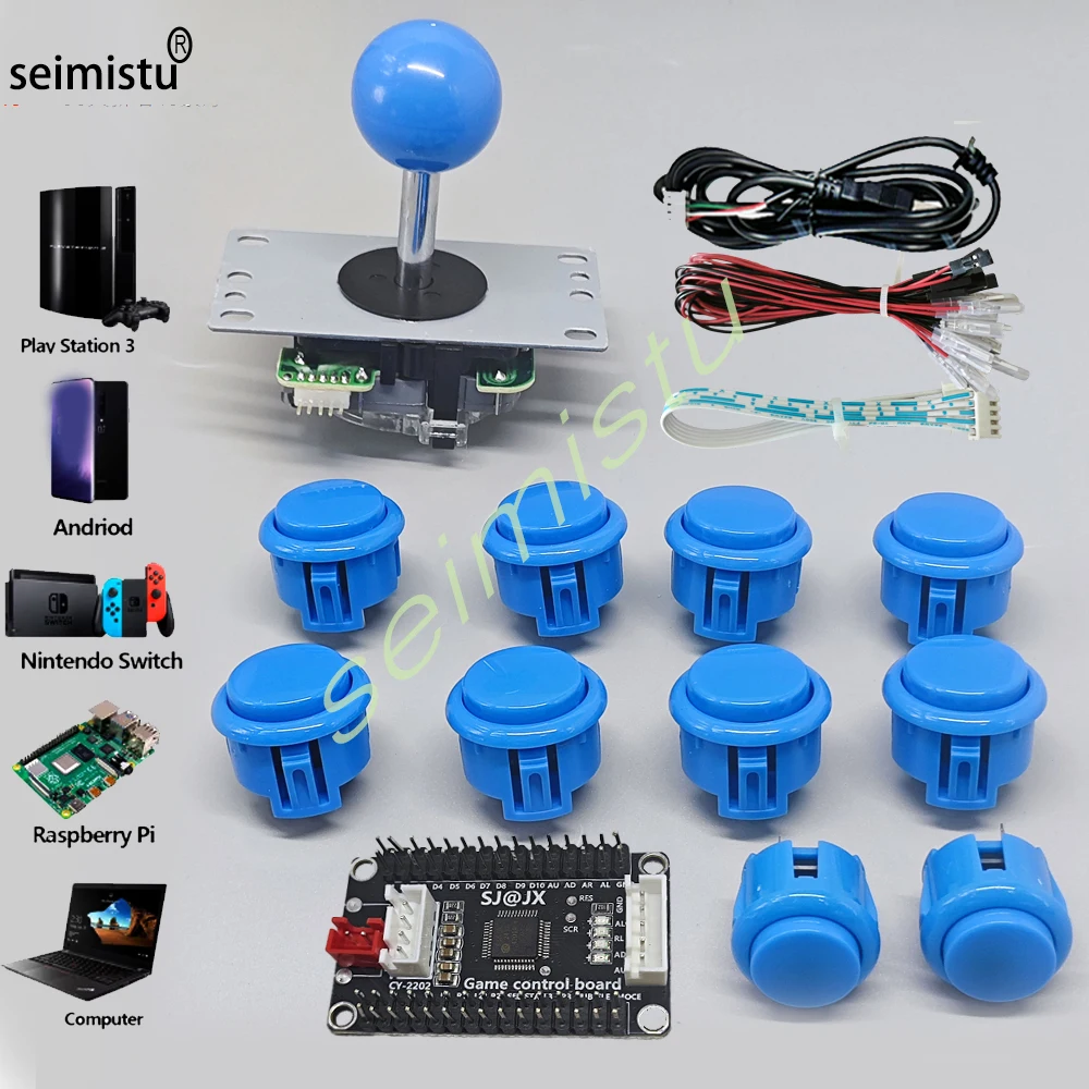 Zero Delay Arcade-Spiel DIY-Kit für Drucktasten-Kopie SANWA Joystick 1-Spieler-MODUS COIN USB zu PC / Raspberry Pi Android PS3 Image