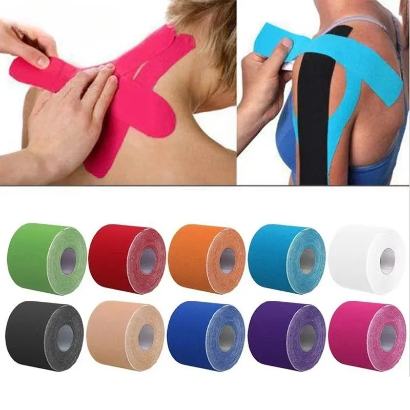 1/6 stücke Bänder Kinesio Elastische Bandage Pads Bänder Kinesiologie Unterstützung Pads Locking Sport Selbstklebende Venda Kinesiotape Verband Image