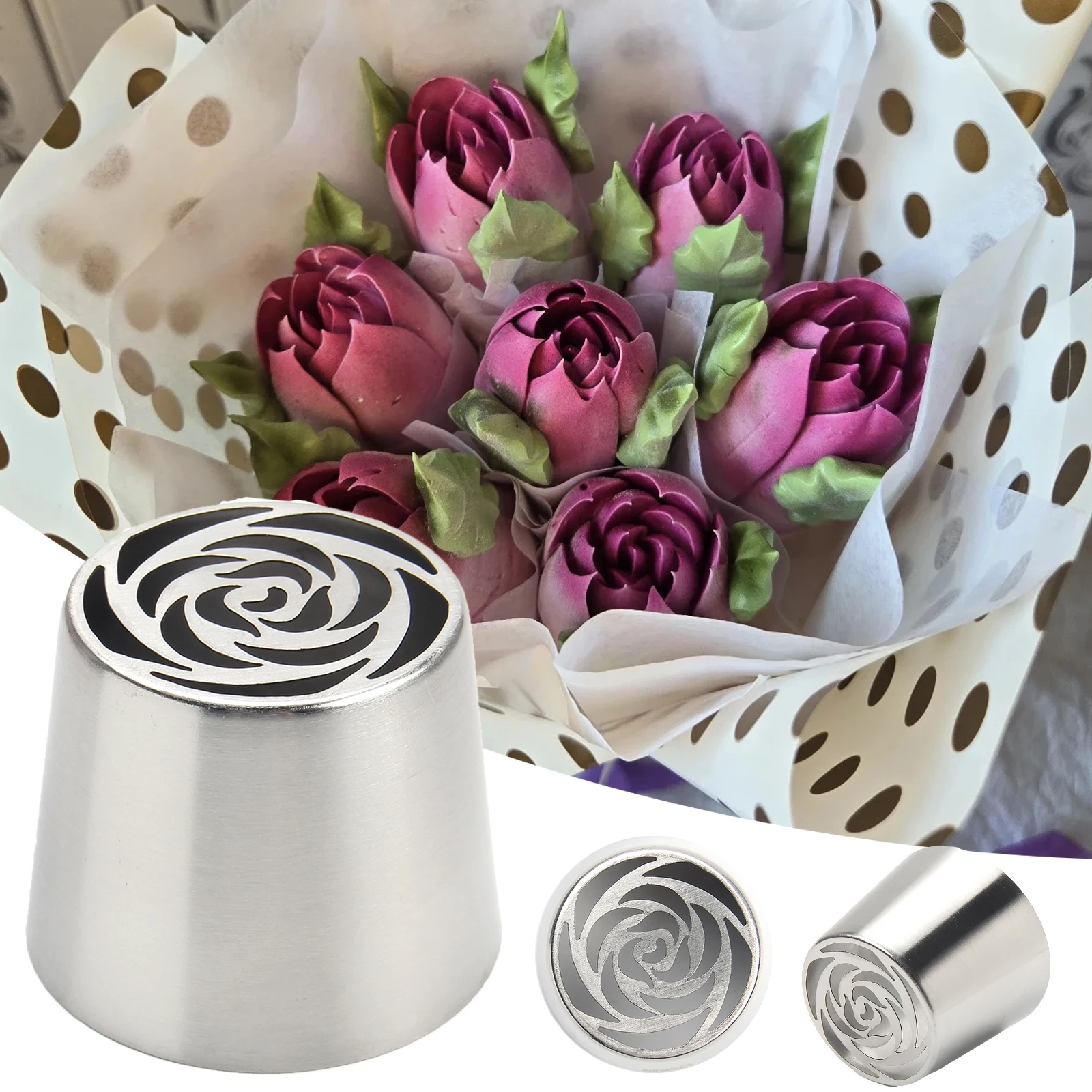 Neue extra große Marshmallow-Blumenstrauß-Laminierdüse, Rose Tulpe, nahtlose einteilige Backwerkzeuge, unverzichtbare Kuchendekoration Image