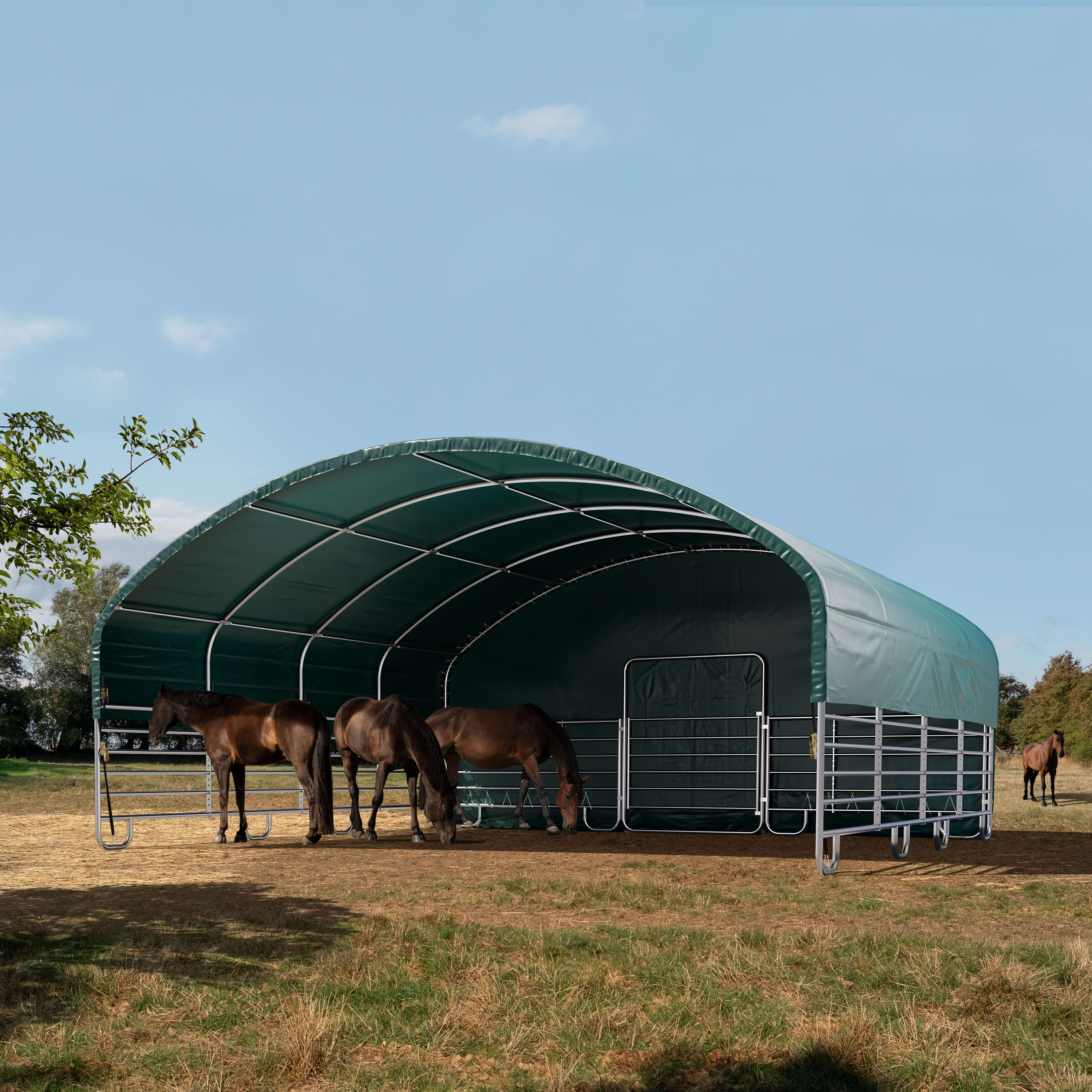8x8m Weidezelt, PVC-Plane, dunkelgrün, Erdbefestigung - (330620) Image