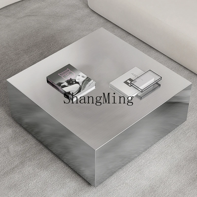 DHY leichter, luxuriöser, moderner, einfacher, minimalistischer Couchtisch, quadratischer Couchtisch, hochwertiger Kaffee aus Edelstahl Image