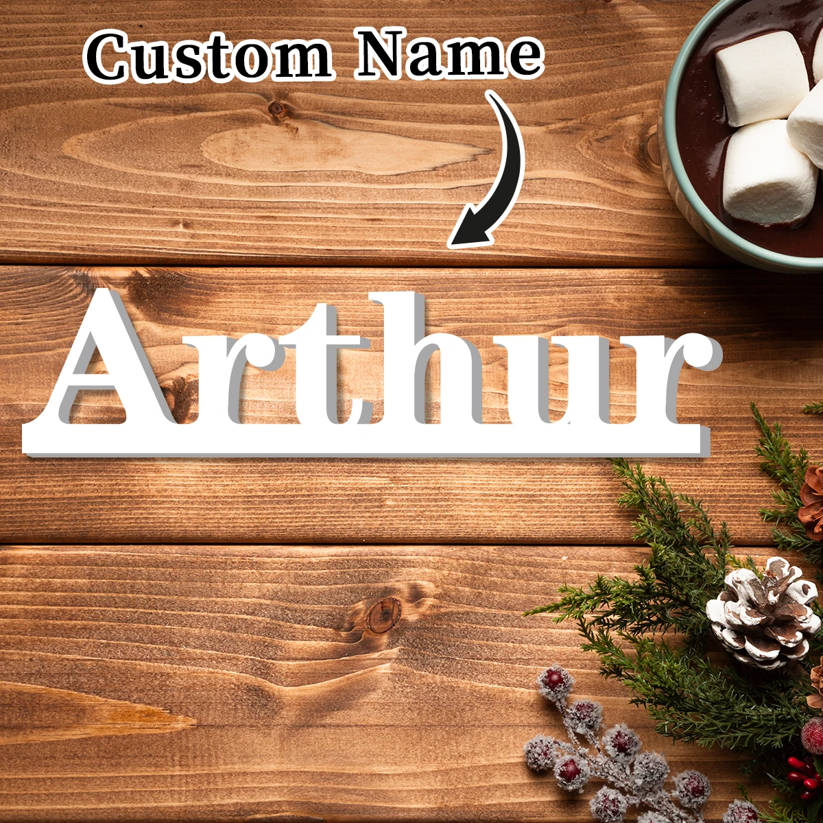 1 Stück personalisierte PVC-Dekoration mit Namen ARTHUR, DIY-Malakzent für Innenräume, Schlafzimmer, Wohnzimmer, Tisch- und Wanddekoration, Abschlussfeier