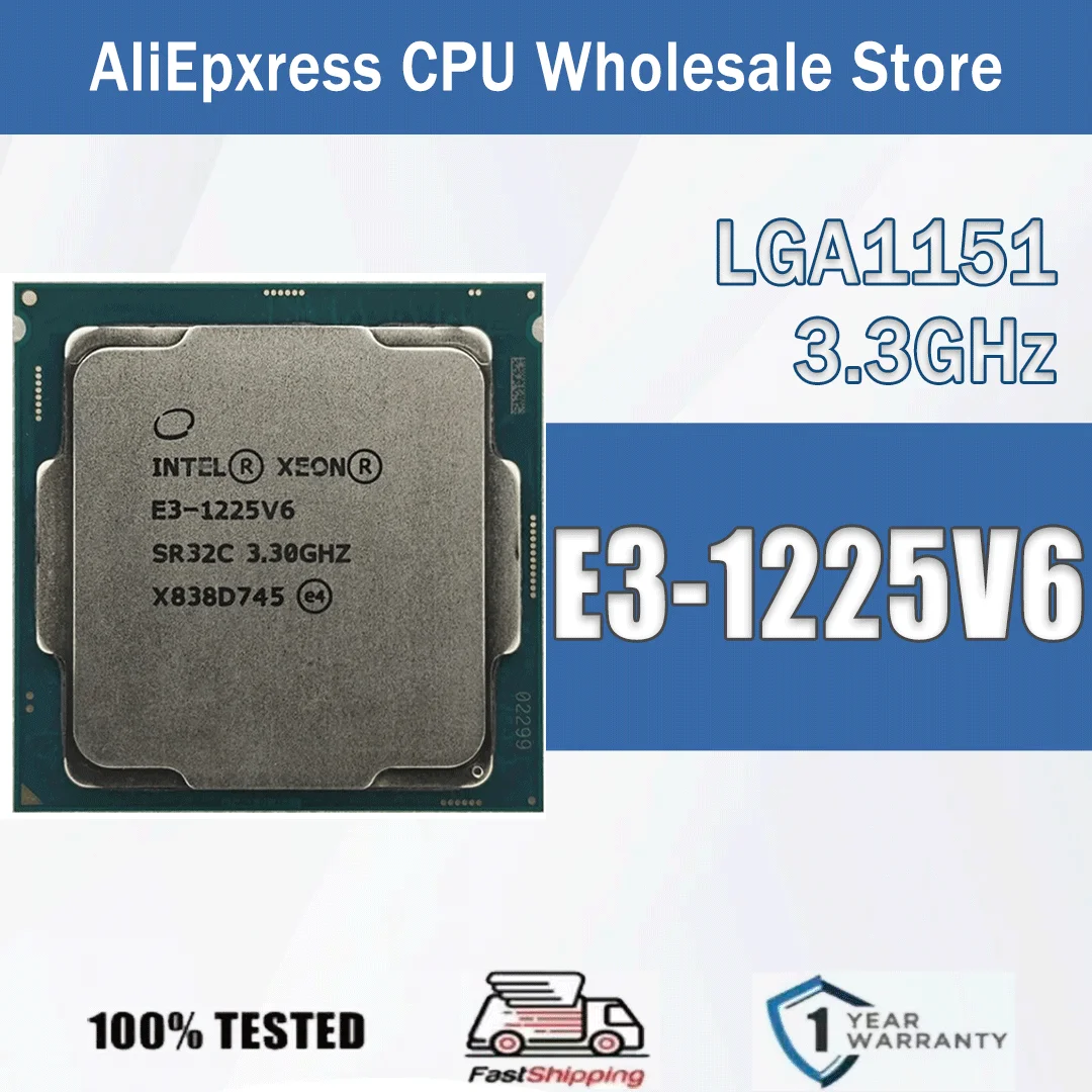Intel Xeon E3-1225V6 3,3 GHz 4 Kerne 4 Threads 8M 73W 14NM E3 1225 V6 Computer CPU Prozessor Server E3 1225V6 Paket FCLGA 1155