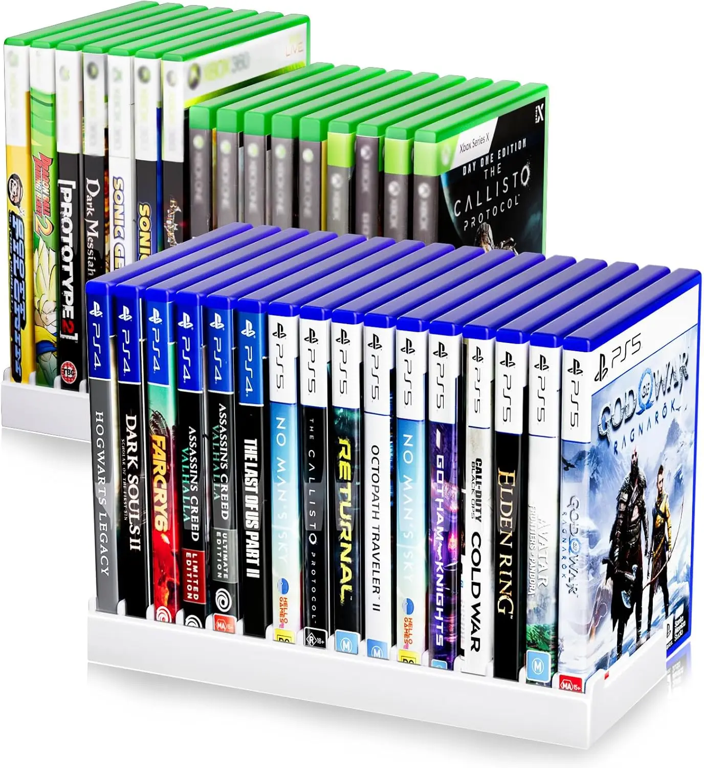Videospiel-Speicherhalter für PS5/ PS4/ PS3/ PS2/ Xbox One/Xbox Series X/S/Wii/Switch/Switch 2 Game Cases, DVD Image