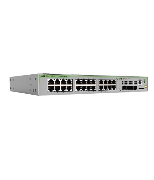 Allied Telesis CentreCOM AT-GS970M/28 Switch L3 verwaltet 24 x 10/100/1000 + 4 x SFP mini-GBIC Uplink Desktop