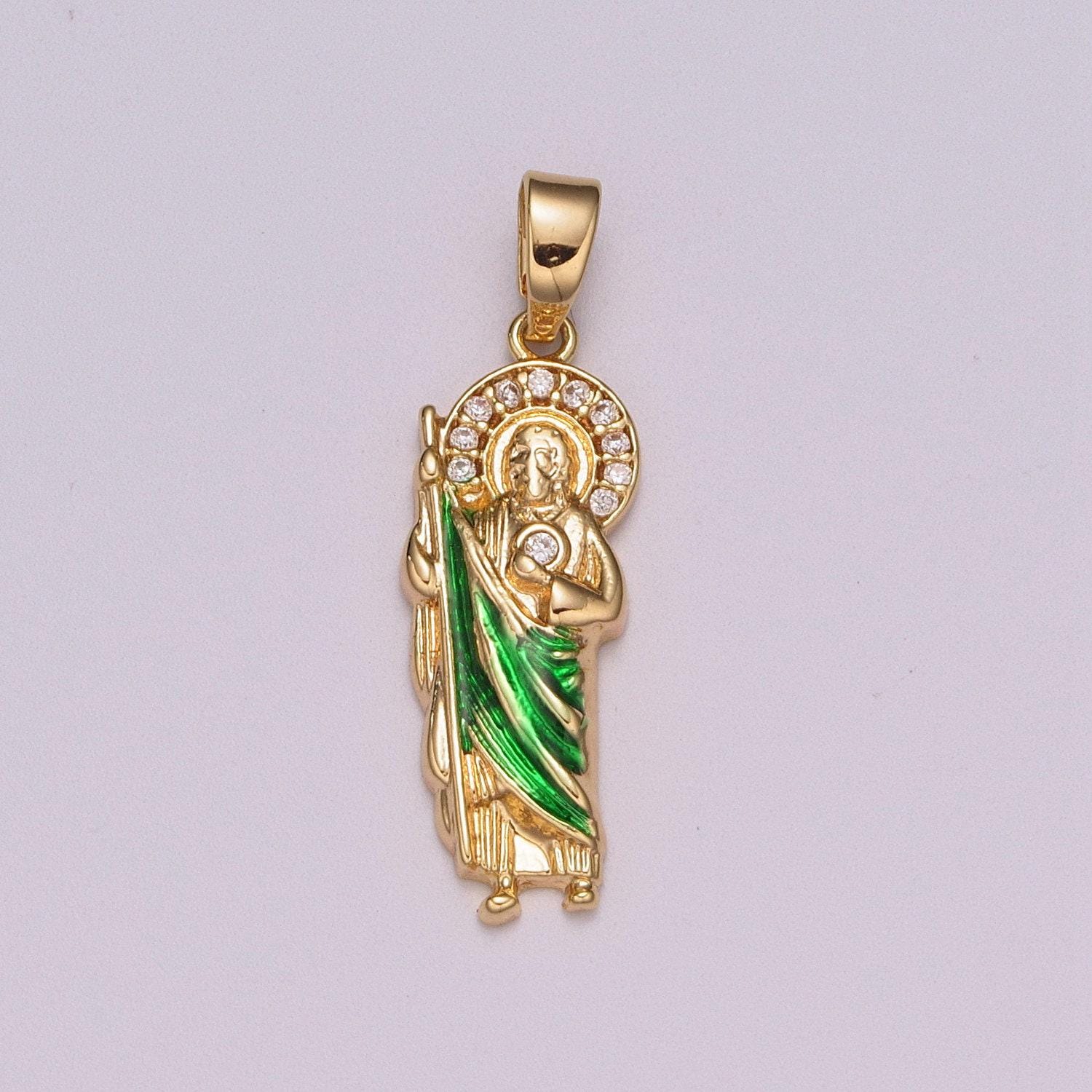 Ciondolo collana Saint Jude riempito in oro ~ san judas tadeo cadena ~ saint jude religioso ~ grandiosa cadena de san judas, n-1399