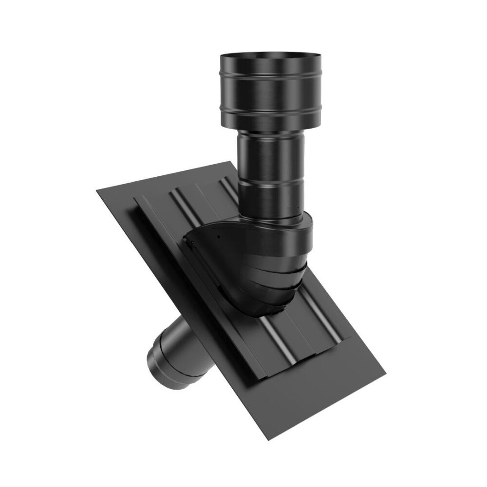 Kermi x-well Universal-Dachpfanne NW 125 mit Dachhaube, schwarz - Y2402125007K - LB32408 Image