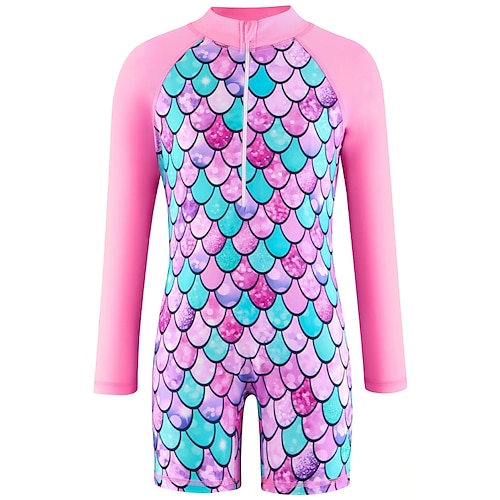 Kinder Mädchen Badeanzug Outdoor Strand Grafik Urlaub Tropisch Mode Reißverschluss Badeanzüge Ab 4 Jahren Sommer Blau Hellrosa Image