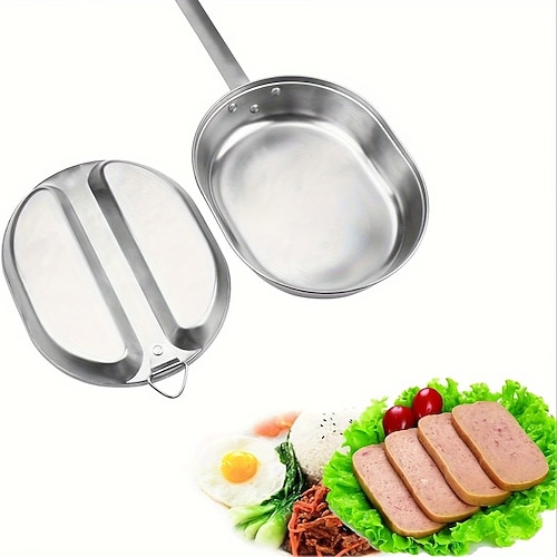 Quadratische Reisbox aus Edelstahl 304 mit Griff für den Außenbereich, Reisbox im amerikanischen Soldatenstil, Outdoor-Camping-Kochgeschirr-Set Image