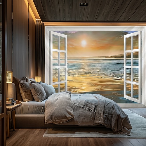 Tapisserie Banner Decke Fenster 3D Schlafzimmer Wohnzimmer Wohnheim Jugendzimmer Studentenwohnheim Wandveranda Wohndeko Image
