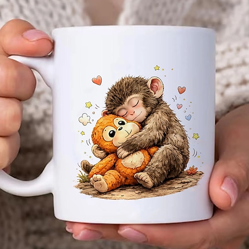 Team Punch Monkey Meme Tasse lustige Meme Schütze Punch Monkey Meme Kaffeetasse Geschenk für Tierliebhaber lustige Kaffeetasse für Freund Kollege mikrowellenfeste Keramiktasse Image