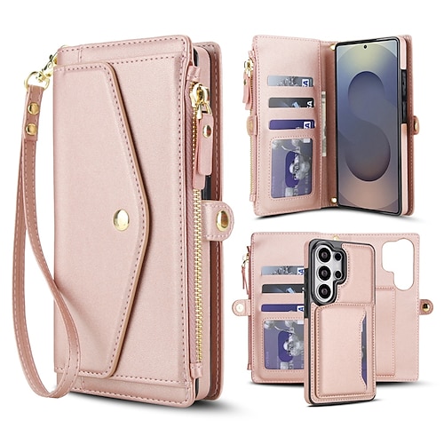 Handy Hülle Handyhüllen Für Samsung Galaxy S26 S26 Plus S26 Ultra Brieftaschenhülle Abnehmbar Reisverschluss Vollschutz Retro PU-Leder Image