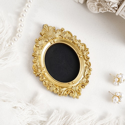 Mini-Vintage-Bilderrahmen, goldfarben, europäisch geprägt, aus Harz – handbemalter dekorativer Wandbehang, DIY-Wanddeko, kleine Bilderrahmen-Requisite für Zuhause, Partys, Feiertage, Image