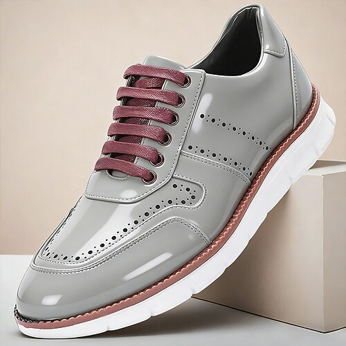 Graue Herren-Schnürschuhe aus echtem Leder – klassischer, eleganter Freizeitstil, bequem für Büro, Business und formelle Anlässe Image