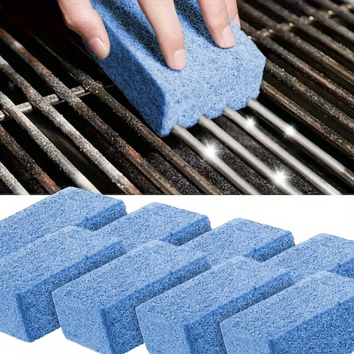 8-teiliges Set robuster Grillreinigungspads – borstenfreie Scheuerschwämme für Grills, Ofenroste und Campingkochgeschirr – kratzfeste, hitzebeständige Bürsten, geeignet für Gas-, Holzkohle- und Image