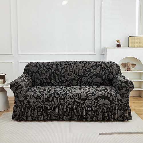 Luxuriöser Jacquard-Plüsch-Sofabezug mit Blumenmuster, weicher, dekorativer Sofaschutz, rutschfest, staubdicht, katzensicher, für alle Jahreszeiten, Schlafzimmer, Wohnzimmer, Arbeitszimmer Image