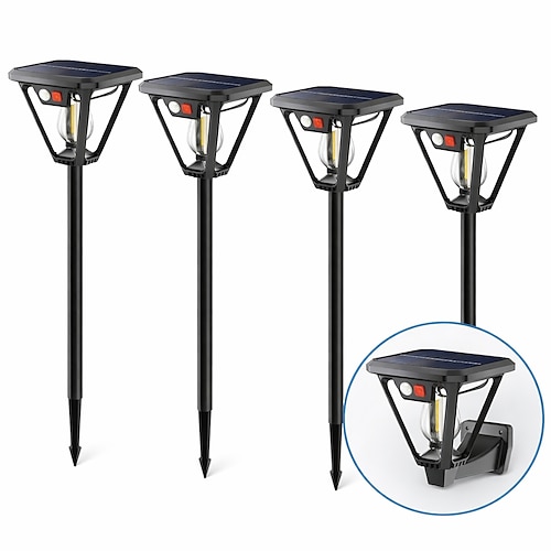 Solar-Wegeleuchten für den Außenbereich, Solar-Außenleuchten, helle, wasserdichte Solar-Gartenleuchten, automatische Ein-/Ausschalt-Solarleuchten für Gartenwege, Rasenflächen, Terrassen und Gehwege Image