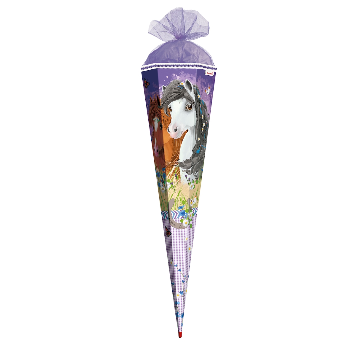 Motiv-Schultüte Blumenpferde 85cm eckig Tüllverschluss Image
