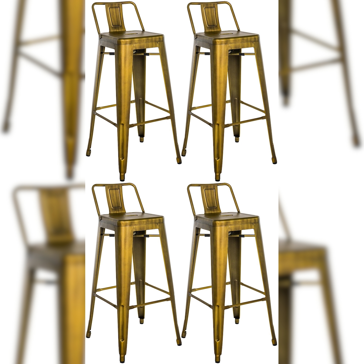 Proregal CHEFGASTRO 4er Set Barhocker ANDES HxBxT 96x44x43cm Metall Gold Barstuhl Image