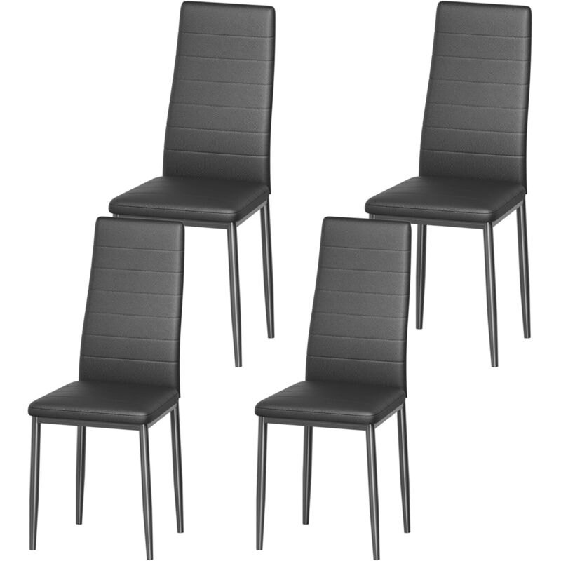 Set 4 Sedie Sala Da Pranzo Stanew, Sedie Da Pranzo, Sedie Da Pranzo Moderne, Seduta Imbottita Spessa, Set Di Sedie Da Cucina, Gambe In Acciaio, Sedie Cucina In Similpelle, Nero