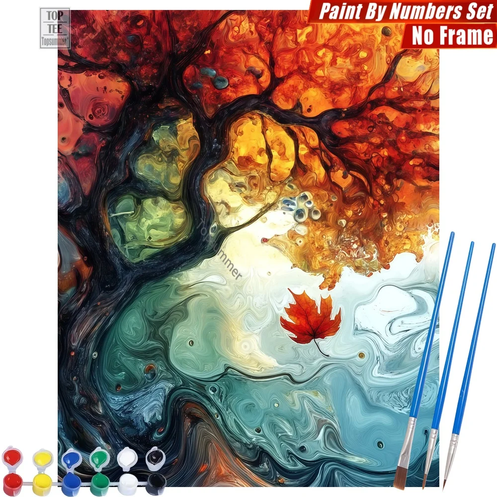 Flüssiges, farbenfrohes Baum-Malset zum Selbermachen – Baum-Kunstherbst-Wandkunst, Heimdekoration, Geburtstagsgeschenk für den Sohn