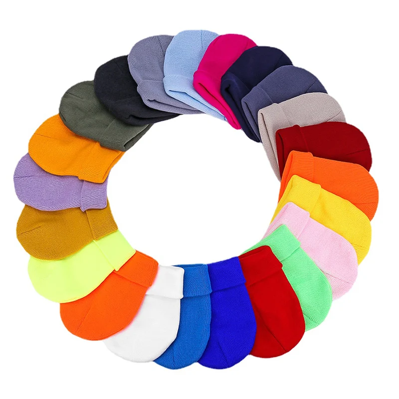 Neue Winter Gestrickte Hut für Baby Jungen Mädchen Frauen Männer Unisex Warme Outdoor Herbst Häkeln Kinder Mützen Einfarbig Baby Mütze Image