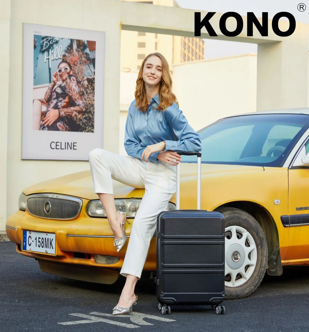 KONO Leichter Hartschalenkoffer ABS+PC 4 Zwillingsrollen TSA-Schloss Reisekoffer Trolley (36L-141L)