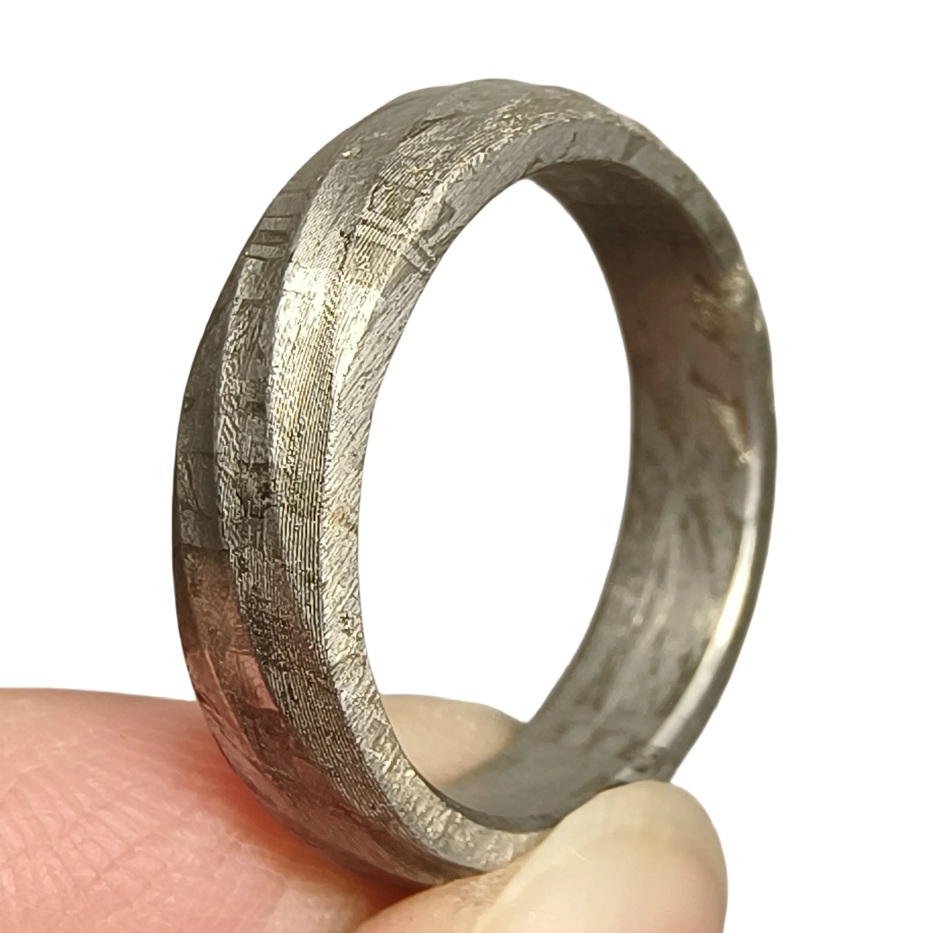 Muonionalusta Meteorit Ring Natur Eisen Meteorit Anhänger MeteoritHandgemacht Schnitzerei Handwerk Schmuck Meteorit Ring-S Image