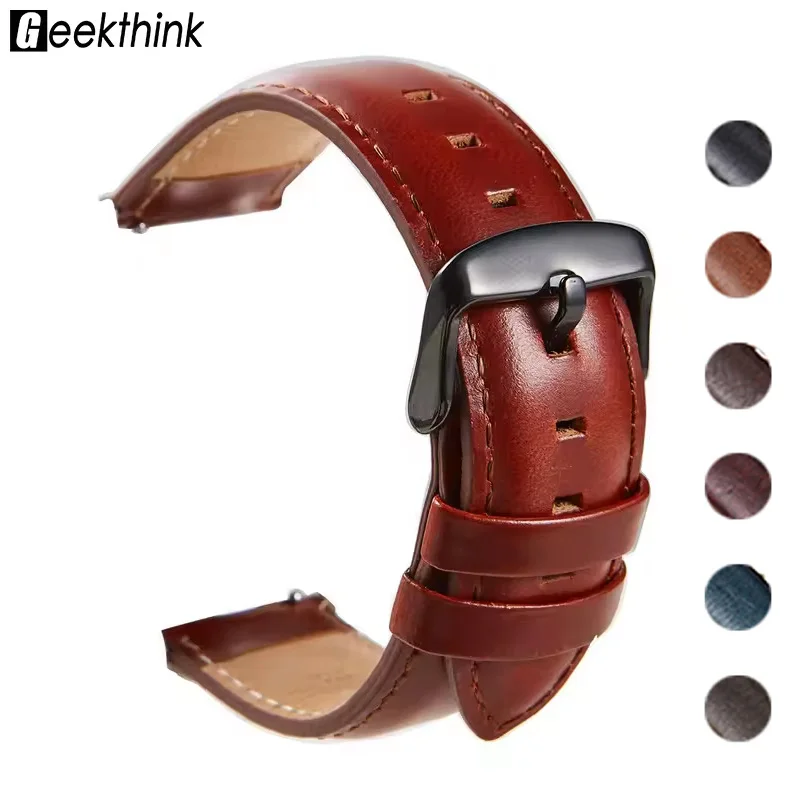 Leder-Uhrenarmbänder, rot, braun, schwarz, Vintage-Ersatzarmband für Männer und Frauen, Größe 18 mm, 20 mm, 22 mm, 24 mm, 26 mm, Schnellverschluss