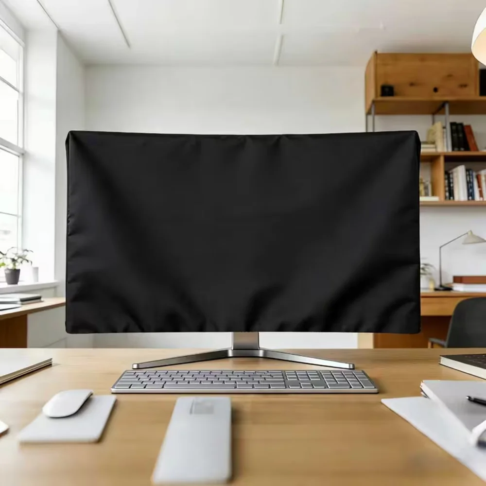 Staubschutzhülle für Computermonitore. Schützt effektiv vor Staub, Schmutz und ultravioletten Strahlen. Universelle Staubschutzhülle für Computermonitore. Image