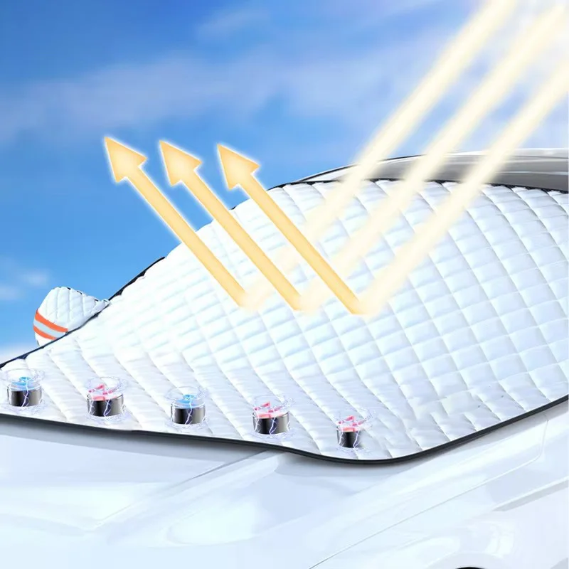 MOBIDEA Sommer-Windschutzscheibenabdeckung UV-Reflektierender Sonnenschutz Wasserdicht 4-Jahreszeiten Universeller Sonnenschutz Winter-Schneeschutz Image