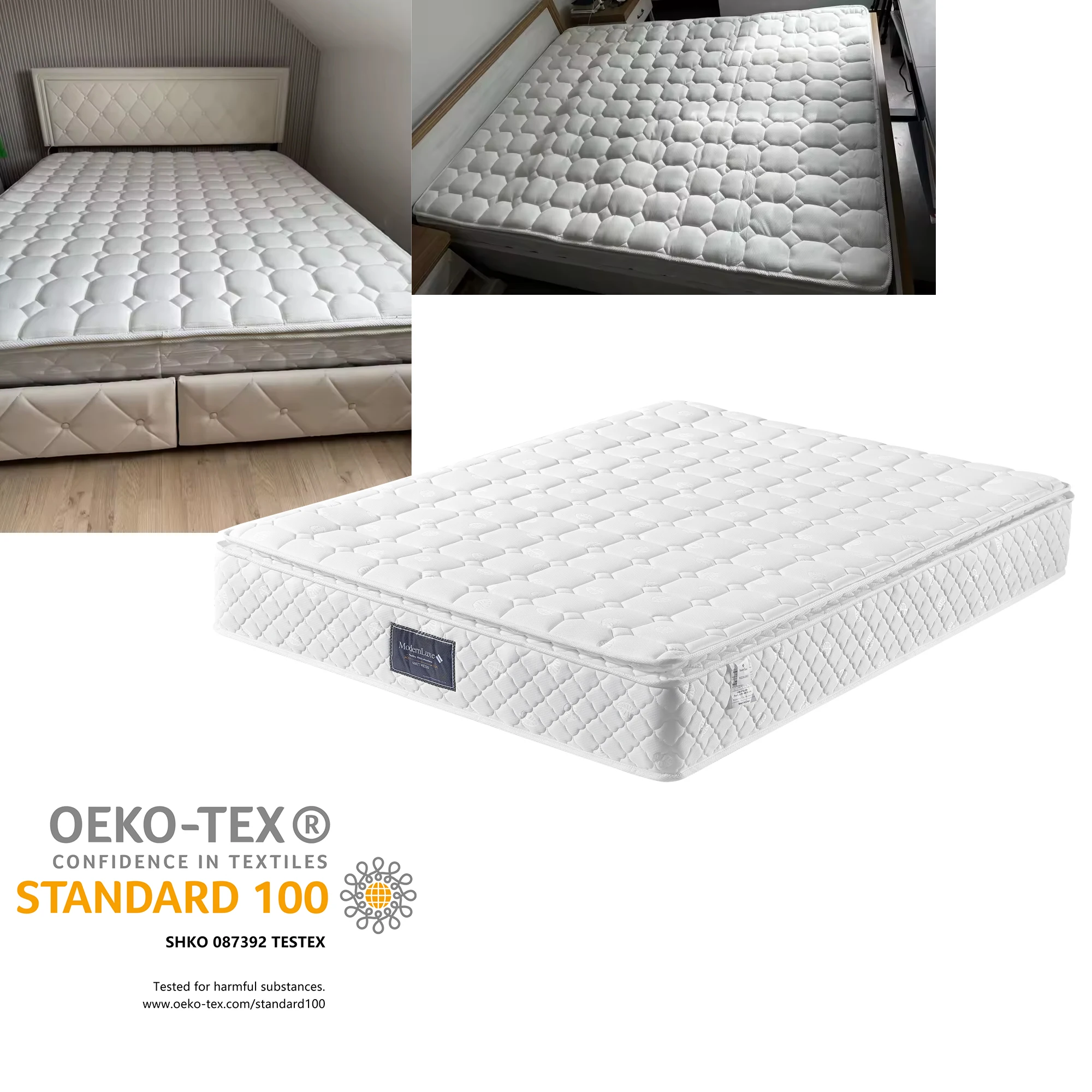 Comanlai 90/140/160x200cm Federkernmatratze, 7-Zonen-Kaltschaummatratze, Taschenfederkern, Gesteppter Mikrofaserbezug, Höhe 25 cm